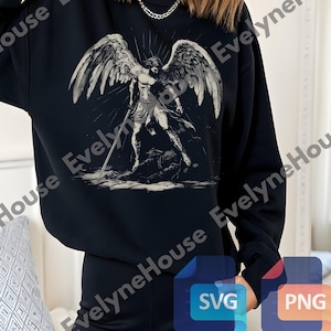 Sint-Michiel de aartsengel PNG, katholieke krijger SVG, shirt spirituele strijd Armor, volwassen Sint-Michiel de aartsengel Hooie, digitaal bestand