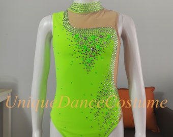 Customize Synchronized Swimming Suits Girls Women Quality Crystals Stretchy Quality Rhinestones Swim Team Performance Fluorescent color