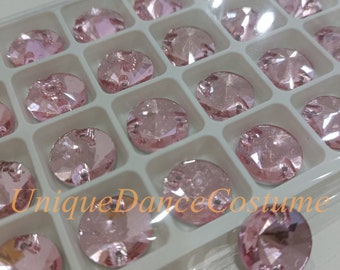 Sew On Flatback Glass Gems Pink Round, Sew On Rhinestones, FlatBack Gems,  Sew On Crystal, Embellishment