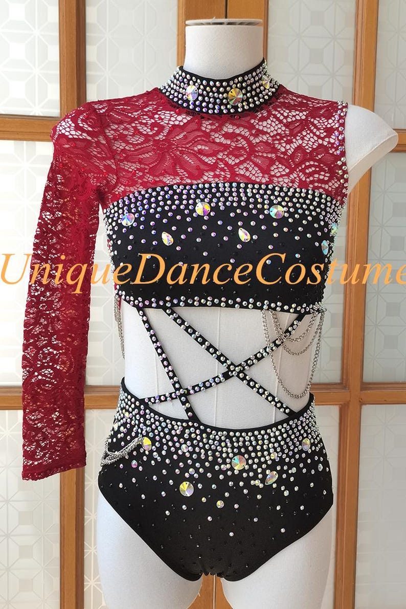 Dance Competition Handmade Costume One Sleeve Customizable Lyrical Contemporary Solo Rhinestoned - Etsy