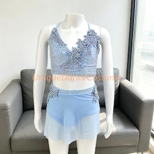 Handmade Baby Blue Lyrical Dance Dress: Contemporary Ballet Costume