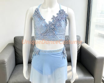 Handmade Baby Blue Lyrical Dance Dress: Contemporary Ballet Costume