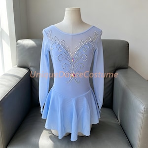 Light Blue Ice Skating Dress: Crystal Competition Performance Wear