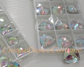 Crystal AB Sew-On Gems: Flatback Rhinestones, Embellishment Supplies (17mm/23mm)