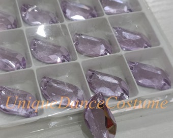 Light Purple Sew On Flatback Glass Gems, Tear Drop, Sew On Rhinestones, FlatBack Gems,  Sew On Crystal, Embellishment Gems