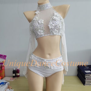 Customizable Lyrical Dance Costume: Elegant White Ballet Dress