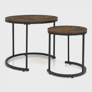Set of 2 Modern Round Stacking Nesting Coffee Tables