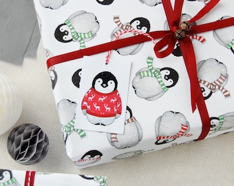 Christmas Baby Penguin Recyclable Wrapping Paper Set First Christmas