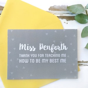 Profesor personalizado Gracias por enseñarme tarjeta