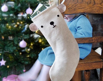 Dress Up Polar Bear Felt Christmas Stocking