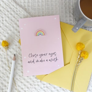 Make A Wish Regenbogen Pin Anstecker Karte