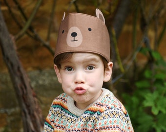 Handmade Bear Dress Up Fabric Crown, Kids Fancy Dress Animal Crown, Reusable Birthday Crown