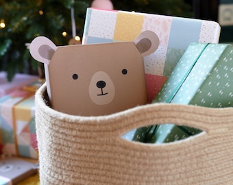 Bear Family Recyclable Wrapping Paper Kit, Eco Friendly Christmas Gift Wrap, 3D Animal Wrapping Paper