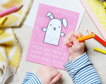 Rabbit Finger Puppet Easter Card, Children's Interactive Easter Card