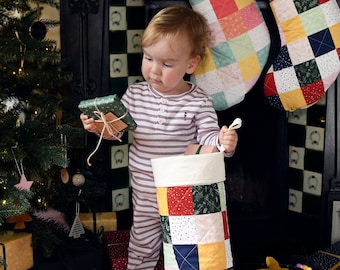 Baby's First Christmas Stocking - Handmade Luxury Quilted Patchwork Christmas Stocking
