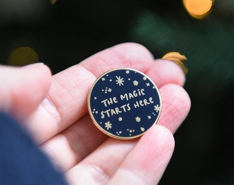 Navy 'The Magic Starts Here' Enamel Pin Badge