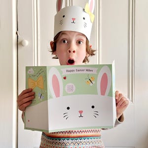 Personalisierte Osterhasenohren Bastelkarte, plastikfreies Osterhandwerk für Kinder, DIY Osterhasen-Anziehstirnband