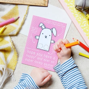 Tarjeta de Pascua de títeres de dedo de conejo, tarjeta de Pascua interactiva para niños