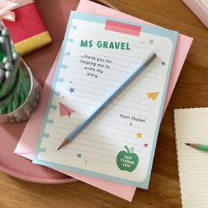 Personalised Thank You Teacher Pencil & Card Set
