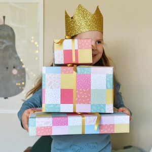 Pastel Patchwork Quilt Wrapping Paper Set - Recyclable Eco Friendly Gift Wrap