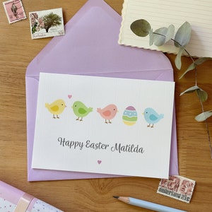 Carte personnalisée Joyeuses Pâques poussins, carte de voeux écologique sans plastique