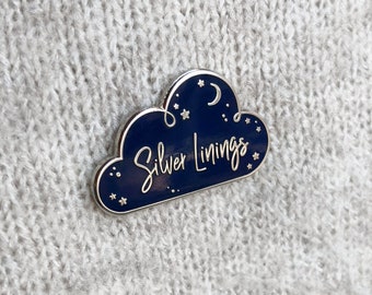 Silver Linings Navy Enamel Pin Badge, Just Because Gift