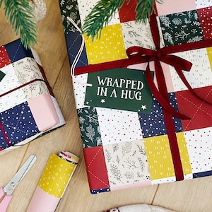 Patchwork Quilt Hug Recyclable Wrapping Paper Set