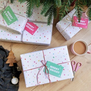 Merry And Bright Christmas Recyclable Wrapping Paper Set