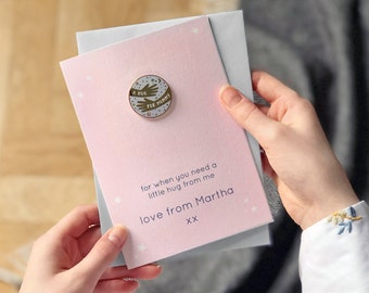 Personalised 'A Hug For Mummy' Pin Badge Card