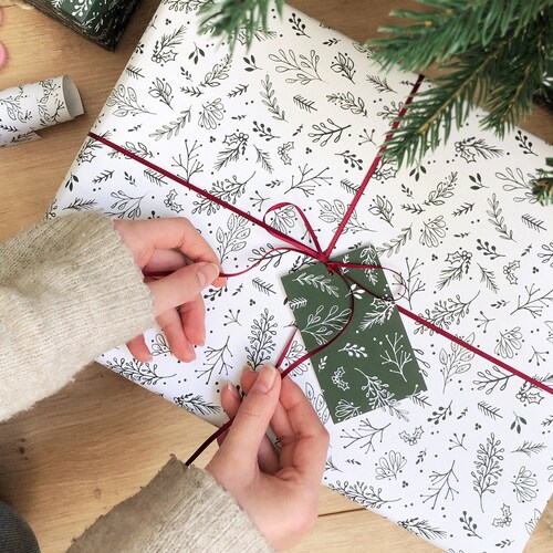 Christmas Greenery GREEN Recyclable Wrapping Paper Set DEEP Etsy UK