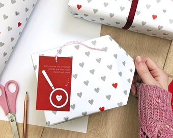 Tiny Love Heart Messages Valentines Wrapping Paper Set