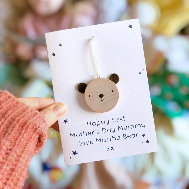Personalisierte erste Muttertag Bär Token-Karte - Etsy.de