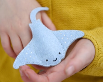 Manta Ray Finger Puppet Craft Kit - Plastic Free Children's Sewing Kit, Eco Friendly Craft Kit