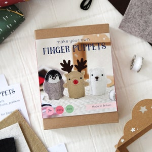 Make Your Own Winter Finger Puppets Craft Sewing Kit Plastic Free Children's Stocking Filler, Eco Friendly Christmas Craft Kit image 4