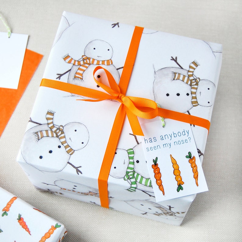 Christmas Snowman Eco Friendly Recyclable Wrapping Paper Set zdjęcie 3