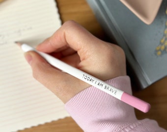 Single 'Today I Am Brave' Positiver Bleistift, Positive Nachricht Bleistifte, UK Made Schreibstifte Set