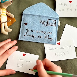 Gepersonaliseerde 'Little Letters For Daddy'-herinneringsenvelop met letters, handgemaakt sentimenteel Vaderdagcadeau van kinderen voor papa
