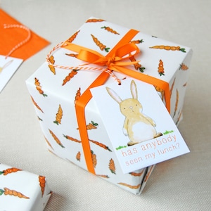 Set di carta da regalo per carote e conigli, divertente confezione regalo di Pasqua