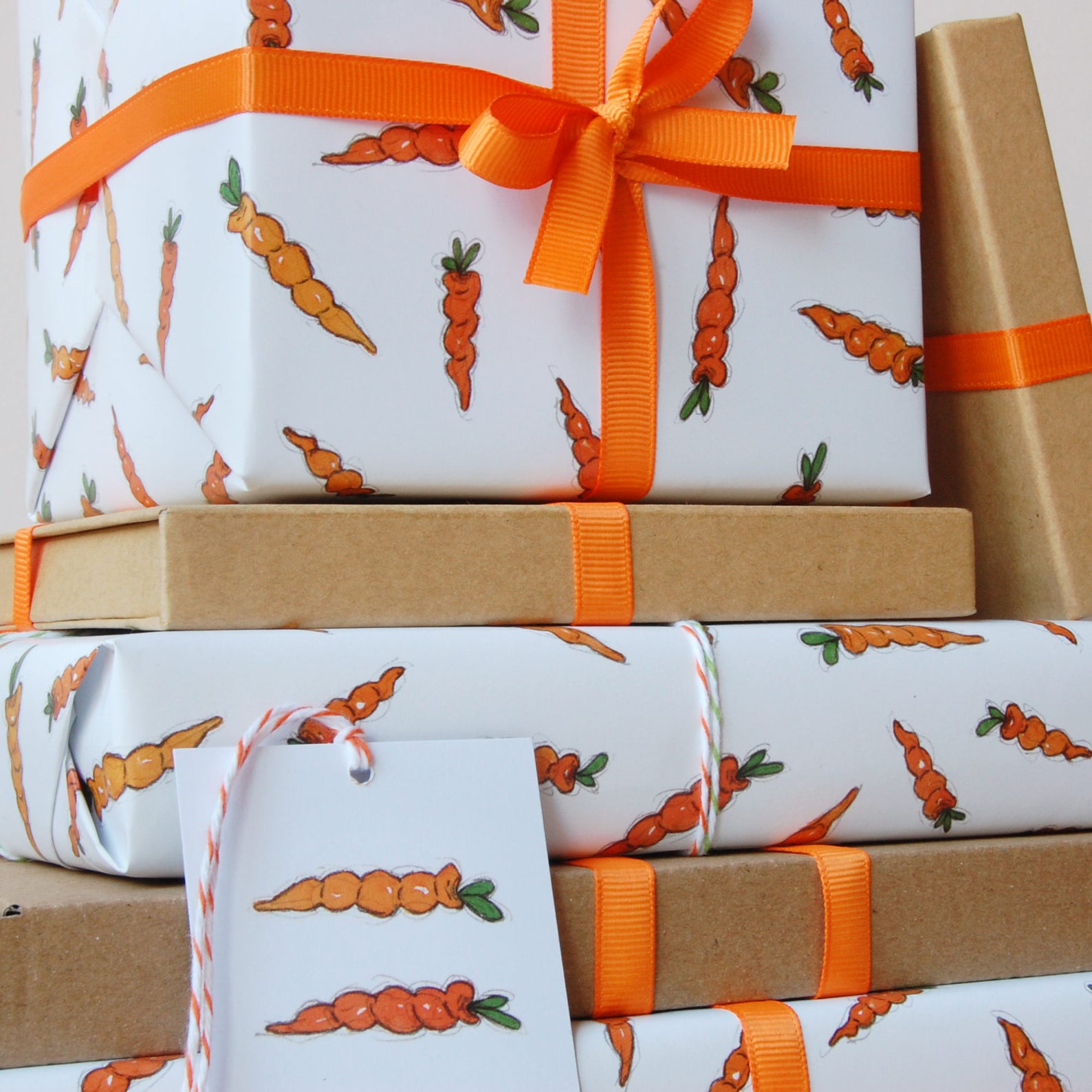 Carrot Wrapping Paper Set Gift Wrap Easter Gift Wrap Etsy