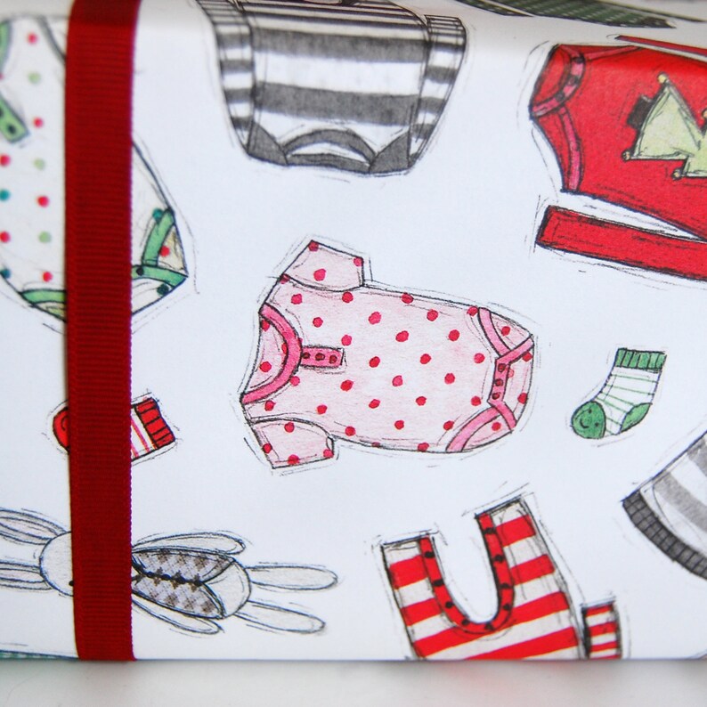 Baby's First Christmas Wrapping Paper Set Illustrated Baby's 1st Christmas Gift Wrap image 6