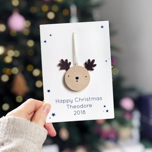 Carte personnalisée de Noël de décoration de renne