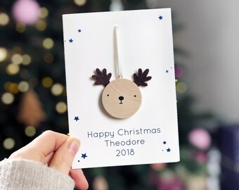 Gepersonaliseerde rendier decoratie kerstkaart