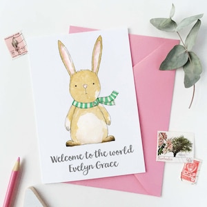 Gepersonaliseerde nieuwe babykonijnkaart, Welcome To The World Newborn-kaart
