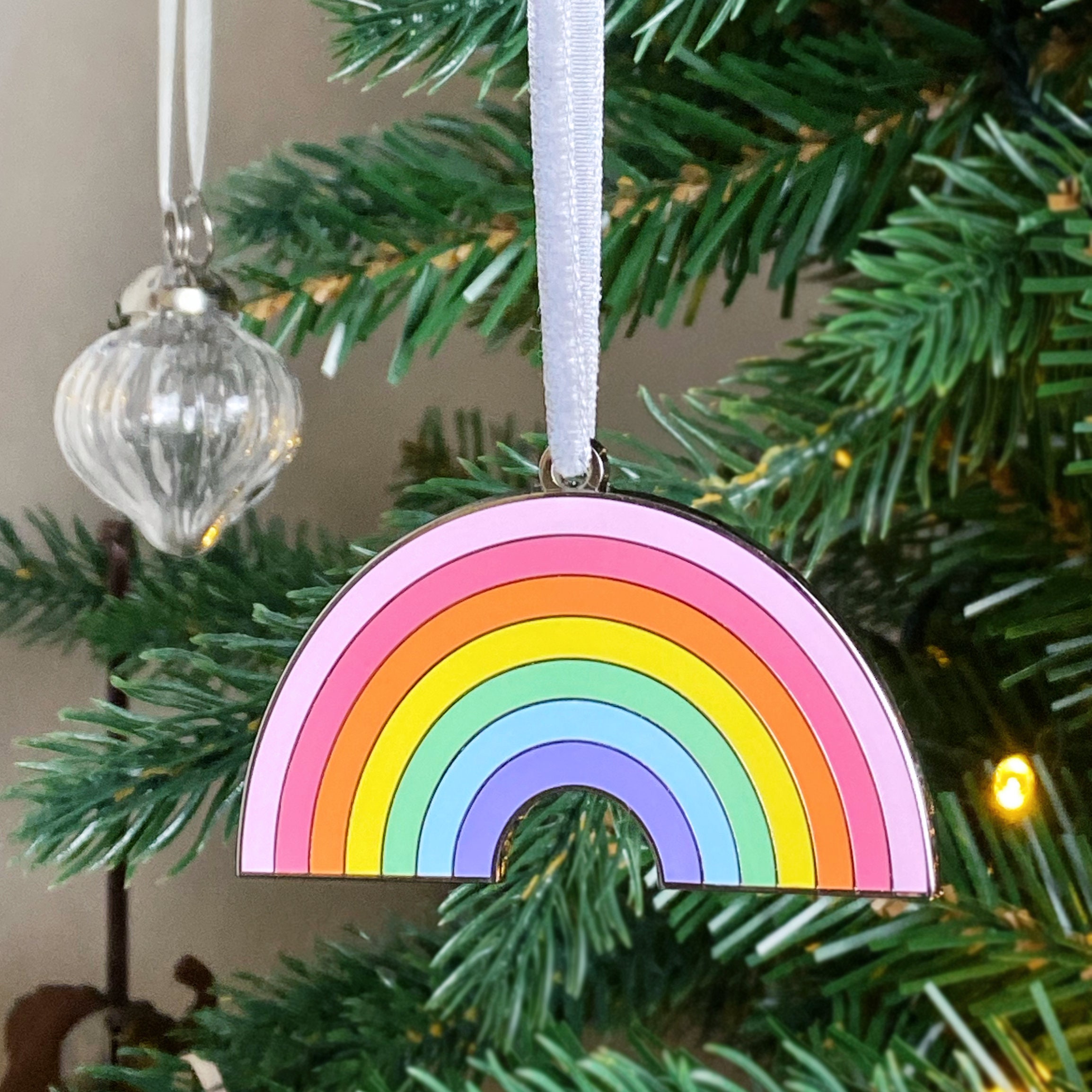 Pastel Rainbow Enamel Christmas Tree Decoration - Etsy
