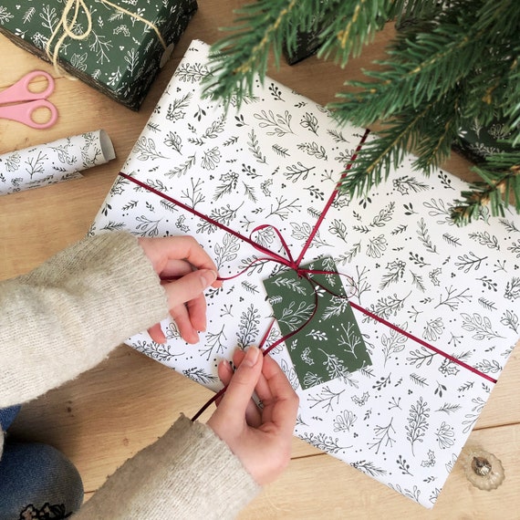 White Mini Forest Recyclable Christmas Wrapping Paper Set -   White  wrapping paper, Christmas wrapping paper, Tiny christmas trees
