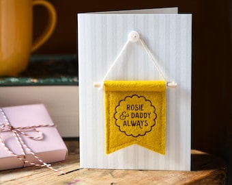 Personalised Daddy & Me Always Keepsake Card, Father’s Day Card For Dad, Handmade Felt Banner Flag Decoration, Father's Day Gift From Child