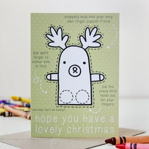 Reindeer Finger Puppet Christmas Card - Children's Christmas Card Packs