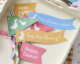 Printable Easter Flags Craft For Kids: Easter Craft Activity To Print, Spring Pennant Flags, DIY Easter Decoration, Easter Digital Download
