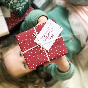 MIXED Red & White Stars 'Wonderful Time' MIXED Recyclable Christmas Wrapping Paper Set image 9