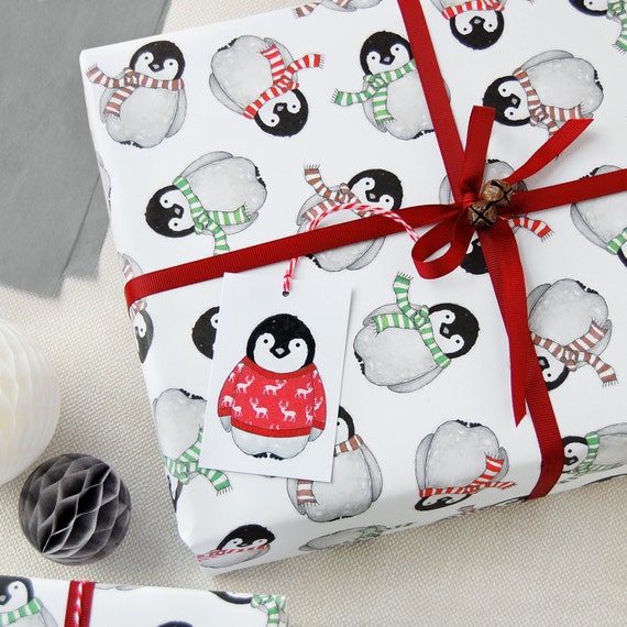 Christmas Baby Penguin Recyclable Wrapping Paper Set First Christmas 